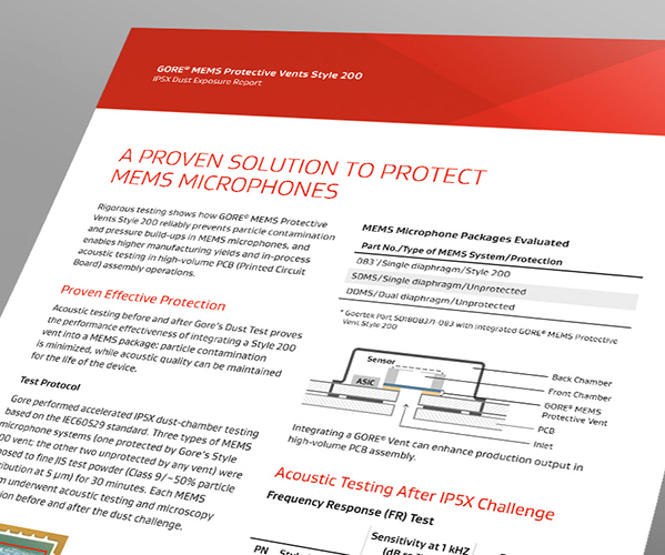 GORE? MEMS麦克风防护声学透气产品手册