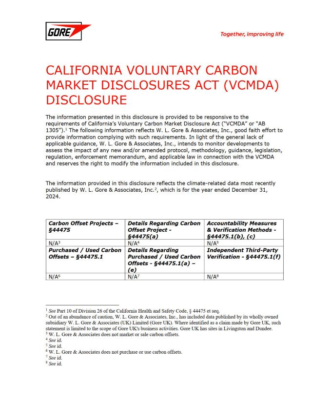 First page of the Voluntary Carbon Market Disclosure Act Statement